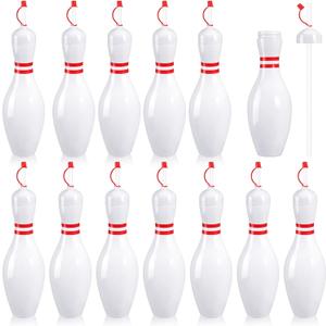 Funtery 12 Set Bowling Lovers Gifts for Men Women 25 oz Reusable Bowling Pin Plastic Water Bottles with Straws and Lids Sports Fans
