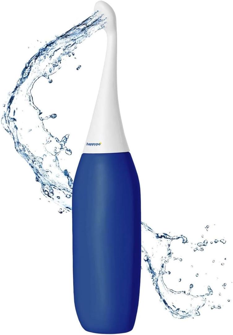 HappyPo The Original Butt Shower - Portable Bidet - The Easy-Bidet 2.0 Replaces Wet Wipes and Shower Toilet - Portable Bum Spray for Travel - Dark Blue (Regular (300 ml))