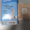 Amazon Basic Care Medical Compression Stockings for Circulation, Varicose Veins, Edema, Swelling, 20-30 mmHg Support, Women & Men Thigh Length Hose, Open Toe, Beige, Small (Previously NuVein)