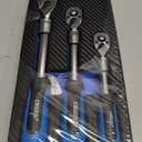 DISEN 3PCS Extendable Ratchet Wrench Set,1/4" 3/8" 1/2" Drive 72-Tooth, Quick-Release, Reversible Drive Socket Wrenches,Soft Grip Handle with Storage Tray