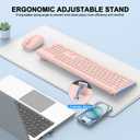 Wireless Keyboard and Mouse Combo, Full-Size Silent Ergonomic Keyboard and Optical Mouse, Long Battery Life, 2.4GHz Lag-Free Cordless Mice Keyboard for Computer, Mac, Laptop, PC, Windows(Pink)