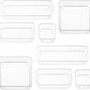 Eight Piecs. Plastic Clear Drawer Organizers for Bathroom, Kitchen, Bedroom, Office Organizer Bins, Storage Trays. Heavy Duty, Stackable 4 Sizes