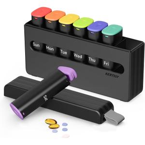 Weekly Pill Organizer 2 Times a Day - Am Pm Pill Box 7 Day, Large Twice Medicine Pill Case for Daily Medication, Vitamins, Fish Oils, Supplements Portable Week Pill Holder Container, Opaque Black