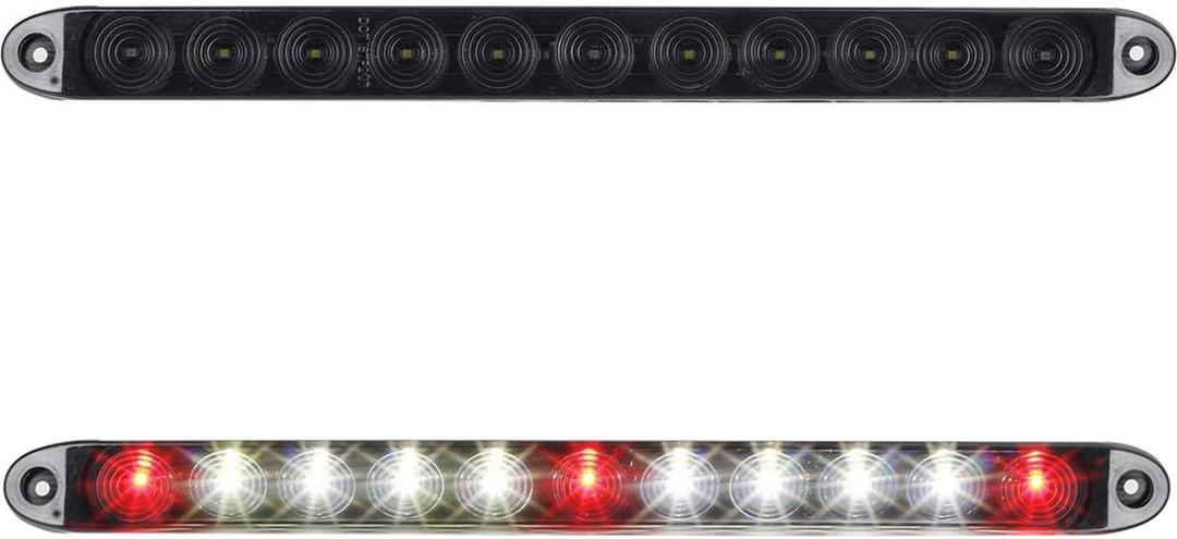 Partsam 2Pcs 15" Inch Led Trailer Light Bar Smoked Red 3 ID Bar w/Reverse white light 11 LED Truck Trailer RV Waterproof Red 3 Identification Light Bar w White 8 LED Backup Lights Bar Sealed 12V