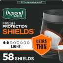 Depend Shields Incontinence Pads for Men, Light Absorbency, 58 Count