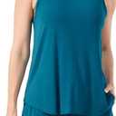 GYS Women's Bamboo Viscose Cooling Tank Pajama Set | Moisture wicking, Lightweight & breathable, Tagless comfort, Sleeveless, Flowy A-line tank top with shorts, for hot sleeper (Blue, XXL)