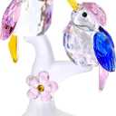 Crystal Bird Figurines Kingfishers Glass Birds on A Branch, Paperweight Collectible Figurines Glass Animals Kingfishers Valentines for Women Home Decor (Pink)