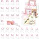 30Pcs Clear Gift Bags with Handles, Transparent PVC Gift Bag with Ribbon, Reusable Plastic Shopping Bags, Heavy Duty Gift Wrap Bags for Bridal Party Baby Shower Wedding Birthday (7x8x4In-Medium)