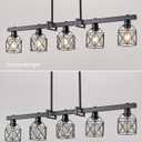 5-Light Farmhouse Kitchen Island Lighting Black Hardware and Black Metal cage Frame Design Rustic Vintage Pendant Ceiling Light Suitable for Dining Rooms and Living Rooms, 30 inches x 30 inches x 30 inches
