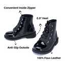 ICEBIRDS Girls Boys Combat Boots Side Zipper Ankle Shoes with Lace Up (Toddler/Little Kid) Size 11 (Black)