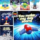 Swooflia 28 Pack Space Erasers Valentines Day Cards for Kids School Classroom Gifts-Mini Outersapce Items, Valentine Exchange Stationery Gift Set for Kindergarten, 1st Grade Class (Blue)