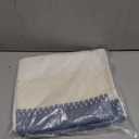 Soft Cotton Boho Throw Pillow Covers Set of 2, Natural White/Contrast Blue 18x18 Inch, Blue Farmhouse Decorative Cushion Covers for Sofa Bed Living Room Home Decor