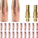 Mig Welding gun accessory 0.030" kit for Lincoln Magnum 100L Tweco Mini/#1 Mig gun: 20pcs Contact Tips 11-30 0.030" + 2pcs gas nozzles 21-50 1/2" + 2pcs 35-50 welding diffuse