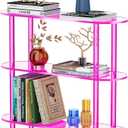 solaround Clear Bookcase, Acrylic Bookcase with Open Bookcase, Console Table for Entrance Office (4 Tiers, Pink)
