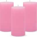 3 Packs 2.8x6 Inch Pink Pillar Candles, Unscented Dripless Long Burning Colored Cylinder Candles for Home, Wedding, Party, Dinner Table Emergency Power Outage