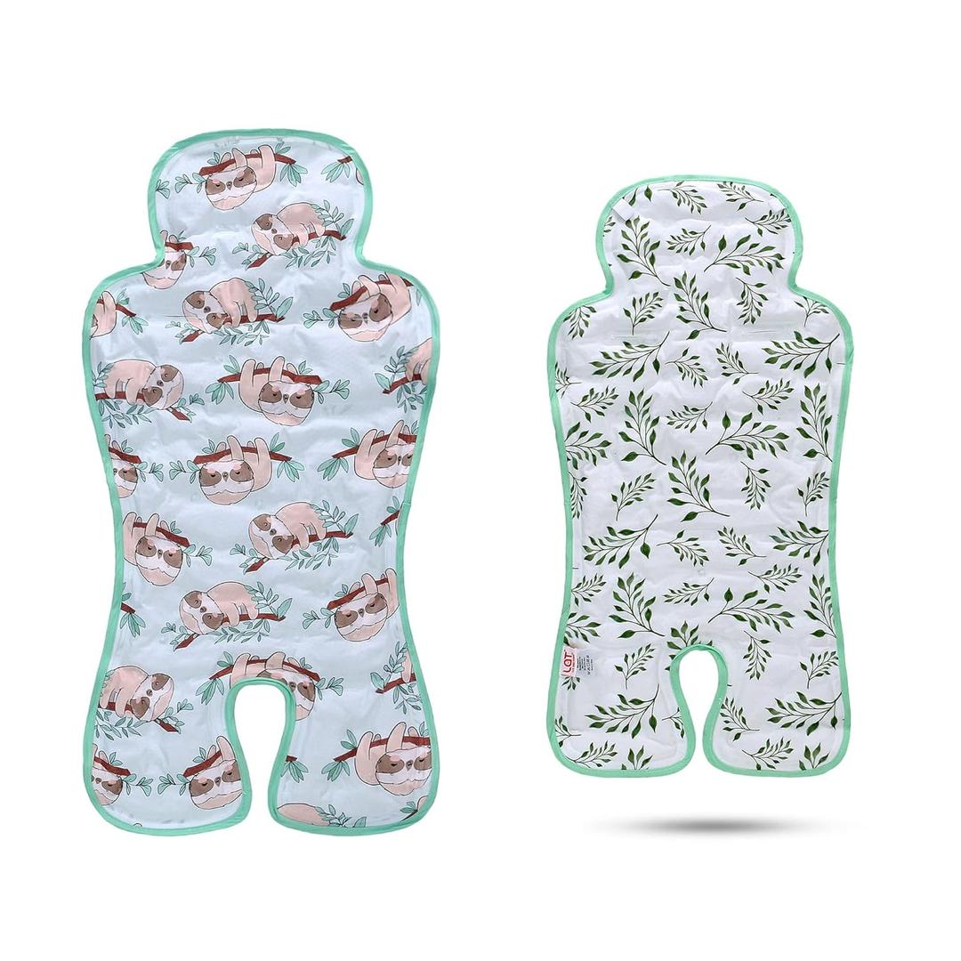 Gel Car Seat Cooler Pad,1 Pack Double Sides-Universal Baby Stroller Ice Cushion Cooler Mat,Summer Cooling Seat Liner,Multifunctional Suitable for Baby Dining Chair,Child Safety Seat(Sloth + Leaves)