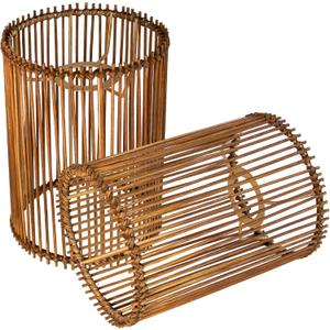 2 pack Small Lampshades for Table Lamp Shade Floor Lamp Shade,woven rattan boho Bamboo Lampshades,5.5"x5.5"x7.9",Dark brown