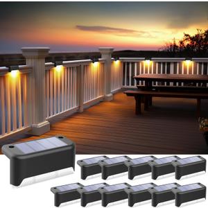 SOLPEX Solar Fence Lights Outdoor, Solar Step Lights Waterproof LED Deck Lights for Stair, Balcony, Railing, Front Porch, Yard, Garden and Patio Decor (12 Pack Warm White) (Black)