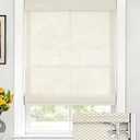 LazBlinds No Drill Cordless Bamboo Roman Shades, Light Filtering Blinds for Indoor Windows, Roll Up Bamboo Blinds for Home, 30" W x 64" H, Star-Off White