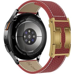 Leather Band Compatible with Galaxy Watch 7 Bands 44mm 40mm,Galaxy Watch 6/5/4/FE/Active 2 40mm 44mm/Watch 6 Classic 43mm 47mm/Watch 5 Pro 45mm/Watch 4 Classic 42mm 46mm,20mm Magnetic Strap for Samsung Watch women men
