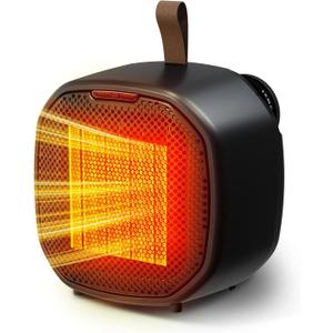 Electactic Portable Ceramic Space Heater w/Thermostat, 1500W Indoor Electric Space Heater Fan with Overheat and Tip-Over Protection, Heat Up 200 Square Feet for Office Room Dorm Use, Black
