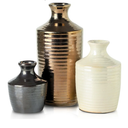 Set of 3 Ceramic Vases for Home Decor - Metallic Color Modern Handcrafted Flower Vases for Living Room, Kitchen, Bedroom, Bathroom and Office - Decorative Vase - Table Centerpieces for Home Decor
