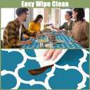 Smiry Rectangle Picnic Table Cover, Waterproof Elastic Fitted Camping Tablecloths for 8 Foot Tables, Wipeable Flannel Backed Vinyl Tablecloth Protector for Indoor, Outdoor (Turquoise, 36x96 Inches)