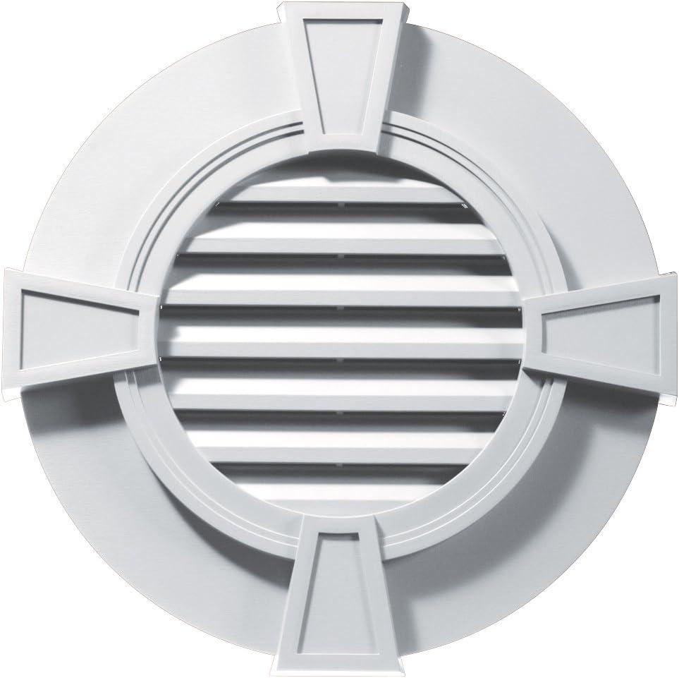 Builders Edge 120033030001 30" Round Octagon Vent Wide Ring and Keystones 001, White