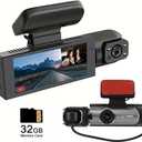 Dash Cam Front & Rear, Cardvr Video Dash, 1 Count Mini Dash Cam for Car with 32GB SD Card, 3.16 Inch IPS Screen 1080P HD Camera with Dual Lens