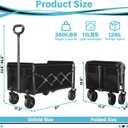 Collapsible Wagon Cart with All-Terrain Wheels - Folding Utility 360LBS Heavy Duty Wagons Carts for Grocery Sports Garden Shopping Camping Fishing (Black, 120L)