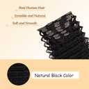 #1B Deep Wave Clip in Hair Extensions,32 Inch Soft Real Human Hair,Natural Black Clip ins 120g 7pcs Per,Brazilian Double Weft Remy #1B Human Hair Extensions