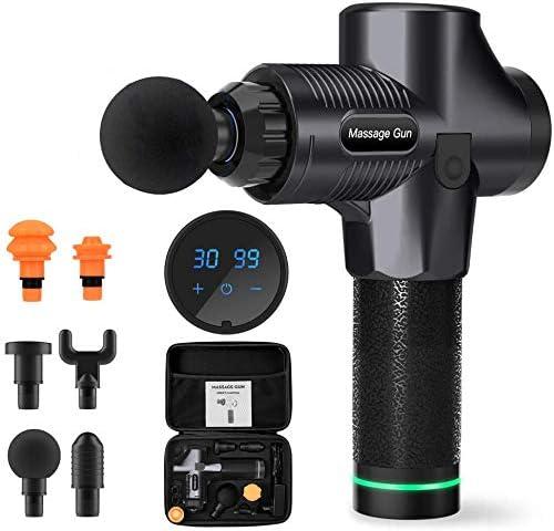Massage Gun for Athletes- Handheld Deep Tissue Massager, Portable Muscle Massager, Percussion Massage Device, Muscle Recovery Pain Relief Shoulder Massage for Gym Office Home Post-Workout (Black)