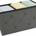 Foldable Storage Ottoman Bench, Large Ottoman with Storage