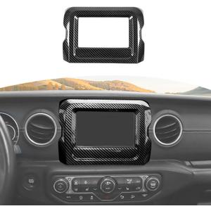 RT-TCZ for Jeep JL Center Console Radio Display Panel Trim Cover for Jeep Wrangler JL JLU Gladiator JT 2018-2023 Black Carbon Fiber Interior Accessories 7 inch (Small)