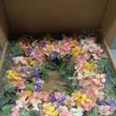 Faux Silk Cherry Blossom Flower Spring Summer Easter Wreath 24-26" for Front Door  Pink Purple Yellow Plum Blossom Green Eucalyptus Leaves  Farmhouse Front Porch Decor, Outdoor Indoor Use