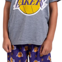 Ultra Game NBA Official Youth 2 Piece T-Shirt & Lounge Pants Pajama Set, Los Angeles Lakers, 8