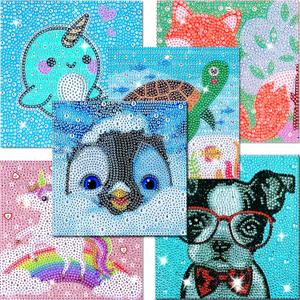 WOOPAOD Diamond Painting Kits for Kids, 6Pcs Kids Diamond Art Animal 5D Diamond Gem Art by Number Dotz Kits Art and Crafts for Ages 6-8-10-12 Girls Boys for Birthday Halloween Christmas Gifts (6PCS)