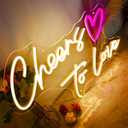 23X14 Inch Cheers to Love Neon Sign, USB Powered Neon Lights Sign for Wall, Dimmable Celebratory Decor for Birthday, Wedding Party, LED Sign for Bedroom, Bar, Shop, Warm White and Hot Pink