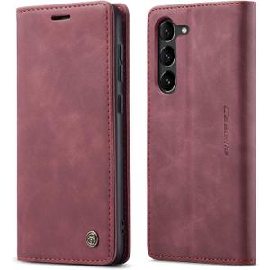 SINIANL for Samsung Galaxy S24 Case Wallet, Leather Book Folding Flip Cover with Kickstand Card Holders Slots Leather Case for Galaxy S24 Wine Red