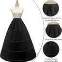 Women's 4 Hoop Skirt Petticoat A Line Crinoline Floor Length Underskirt for Wedding Dress Ball Gown Slips (Black, M)