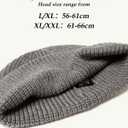 Oversize L/XL/XXL Merino Wool Blend Short Fisheman Beanie Lightweight Warm Hat for Cold Weather Winter (Grey)