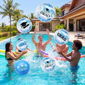 12 Pcs 16 Inches Graduation Beach Balls 2026 Graduation Pool Floats Party Decorations Congrats Grad Balls for Class of 2026 Swimming Pool Party Water Sand Summer Game