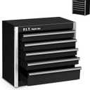 P.I.T. Mini Black Tool Box, Portable 5-Drawer Micro Roll Cab Steel Stackable Tool Box with Liner, Black Small Tool Case for Tools Storage and Organizers, Home DIY