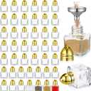 Maxcheck 50 Pcs 0.5 oz Small Cube Shape Salt and Pepper Shakers with Tone Tops Clear Mini Glass Seasoning Jars Spice Salt Shakers with Funnel for Home Wedding Party Restaurant Kitchen (Gold)