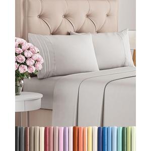 King Size 4 Piece Sheet Set  Comfy Breathable & Cooling Bed Sheets Set  Hotel Luxury Bedding for Women, Men, Kids, Teens, Boys & Girls  Deep Pockets, Soft and Wrinkle Free  OekoTex  French Grey