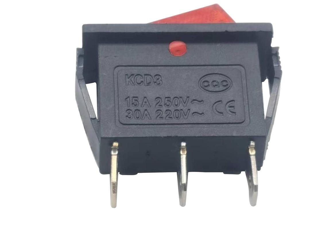 3 pin 2 Position Red Lighted Rocker Switch for Desktop Grinder,Electric Fireplaces,Neon Lamp,Household appliances,Lawn Mower,Electric Tool and Snowblower
