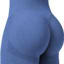 YEOREO Women Workout Scrunch Shorts Seamless V Cross Waist Shorts Wendy High Waisted Contour Gym Yoga Biker Shorts (Medium, Grey Blue)