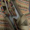 getmorebeauty Women's Wedge Sandals With Pearls Across The Top Platform Sandals High Heels (10, Beige)