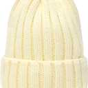 2 x NPQQUAN Thick Warm Winter Hats for Women Knit Beanie Hat Skull Cap Beanies for Men Women ((Beige)))
