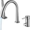 SUBEIXI Roman Tub Faucet with Hand Shower 3 Hole Deck Mount Tub Filler Bathtub Faucet with Sprayer High Flow Bathtub Faucet Set, Brush Nickel